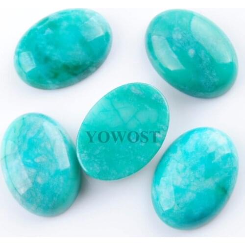 Free Shipping Natural Amazonite Gem Stone Oval Cabochon CAB No Drill Hole 18x25x7mm For Jewelry Finding 10PCS QU3211