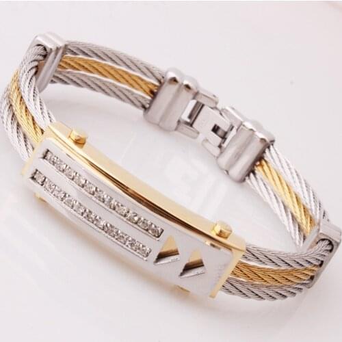 Tisnium Stainless Steel Bracelets Men Women Gold Color Accessories Three Layers Of Bracelet Personality Fashion Friend a Gift