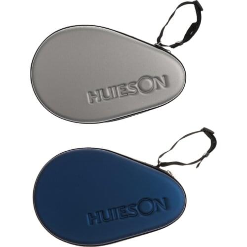 Waterproof Material Table Tennis Racket Hard Case Ping Pong Bat Bag Cover Hold 2 Paddles Silver Dark Blue