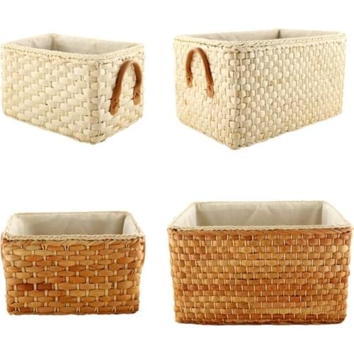 Simple Design Straw Storage Box Rectangular Clothing Basket Home Sundries Case