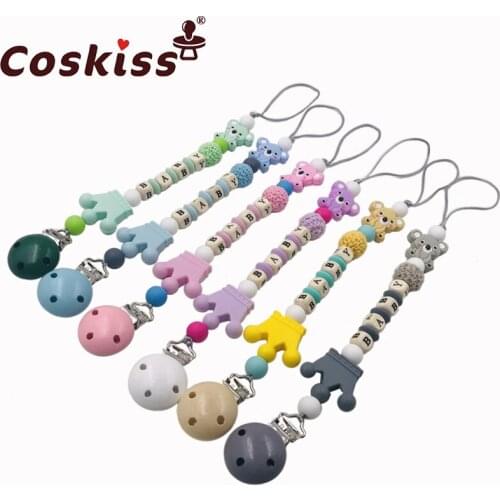 Baby Teether Pacifier Chain Organic Teether Natural Teething Grasping Toy Silicone Beads Toddler Teether Newborn DIY Baby Gift