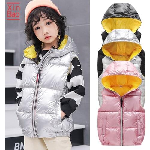 XINBAO Kids vest Outerwear Winter Fall Coats Waistcoat Warm Hooded Cotton Baby Boys Girls vest children For Age 3 6 8 Years Old