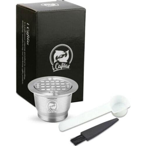 Coffee Machine Filter Reusable Capsule Shell Stainless Steel Refillable Filter Square Hole Coffee Capsule Delivery Scoop Brush