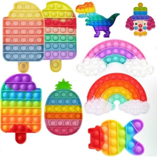 Rainbow Push Bubble Anti Stress Relief Toy Kids Push Bubble Ice Cream Board Game Gifts Children Pressure Reduction