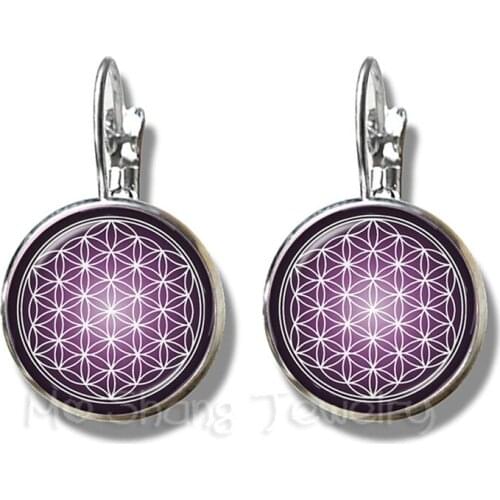 Indian Jewelry Mandala Earrings OM Yoga For Women Lift Of Flower Zen Jewelry Buddhist Silver Plated Earrings Meditation Gift