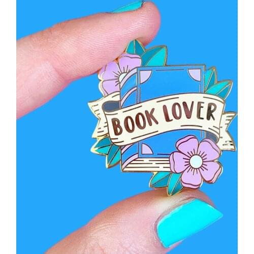 Book Lover Literary Floral Enamel Brooch Pin Backpack Hat Bag Collar Lapel Pins Badges Women Mens Fashion Jewelry Gifts