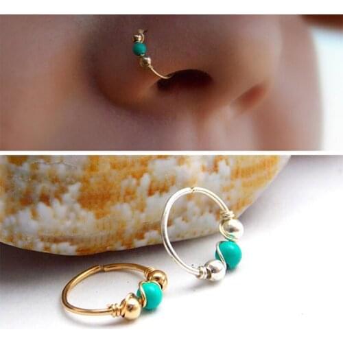 Nose Ring Faux Turquoise Nose Ring Nose Piercing Hoop Septum Nose Hoop Bohemia Style Fake Piercing Nose Ring Jewellery