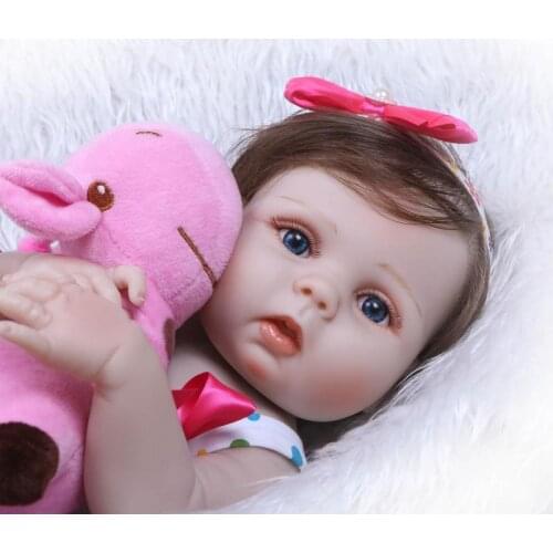 23" Baby Bebe Reborn Newborn Baby Girl Doll Silicone Vinyl Realistic Lively Cute Dress Gfits Baby Doll Toy Girl Childrens Wear