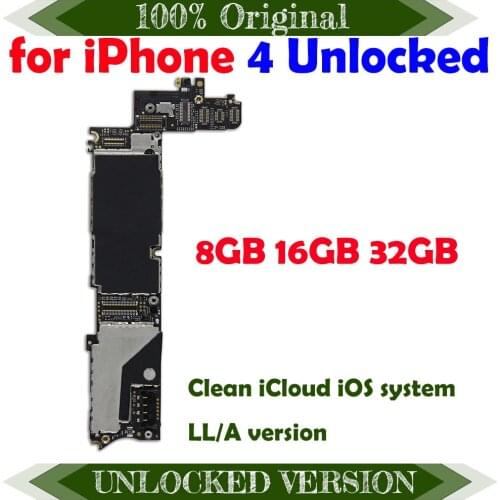 Free Shipping for iphone 4 Motherboard 16gb with Chips unlocked Complete Logic Boards for iphone 4 4g Mainboard 8GB 32G replace