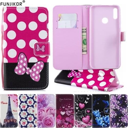 Fashion Painted Flower Leather Cover Wallet Flip Case For Huawei P Smart Plus 2019 POT-LX1 FIG-LX1 INE-LX1 Honor 10i HRY-LX1T