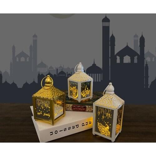 Muslim Ramadan Festival Ramadan Lamp Eid Eid Custom Wrought Iron Led Wind Lantern Crafts Arab Lantern