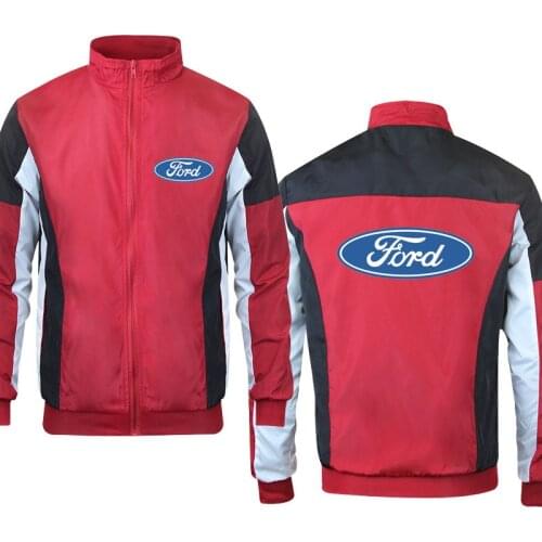 2021Autumn Hip hop Mens Zip Jacket Ford car logo print high quality Fashion casual mens clothing Locomotive wind jacket top