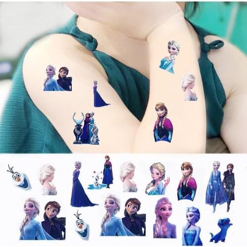 Disney Girls Frozen Printing Sticker Kids Anime Cartoon Cute Waterproof Tattoo Stickers Dress up Toys Christmas Gifts