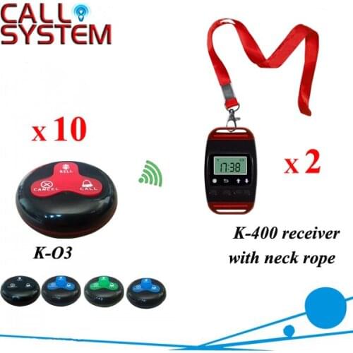 Table wireless waiter call system for restaurant equipment 2 watch with neck rope 10 waiterproof transmitters