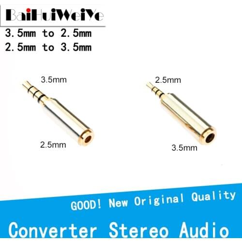 10pcs High Quality Gold Adapter Audio Stereo Adapter Plug Converter Headphone Jack 3.5mm to 2.5mm 2.5 mm to 3.5 mm Wholesale