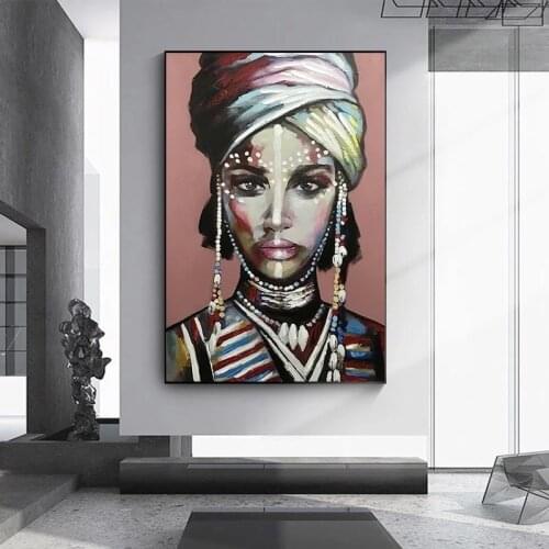 African Woman Dress up Canvas Painting Posters and Prints Scandinavian wall art Pictures for Living Room Home Decoration Canvas