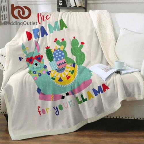 BeddingOutlet Alpaca Sherpa Fleece Blanket Cactus Potted Soft Blankets Cartoon Animal Throw Blanket Llama Fur Bedspreads 150x200
