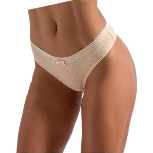 Size M-3XL Womens Pantie Cotton Thong Womens Antibacterial Plus Size Sexy Seamless Bow Fitness Underwear Low Waist