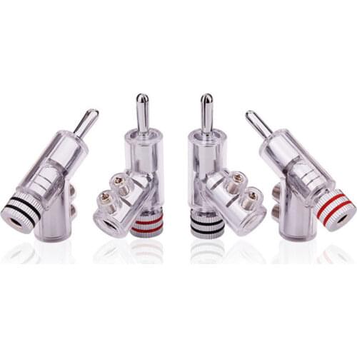 Self-Locking Banana Plug Y-Shaped Gun Type Adapter Gold Silver Hi-End Copper Gold Plated Speaker Connector Audio Amplifier