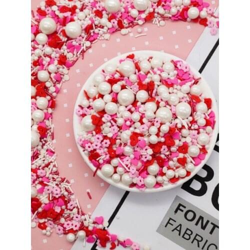 Mixed Shape Edible Cake Sprinkles Red Pink White