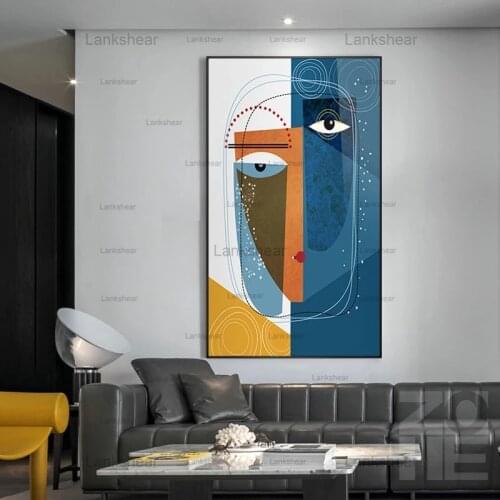Modern Splice Face Abstract Lady Line Drawing Picture Wall Art Figure Body Canvas Poster Print Painting Living Room Home Decor