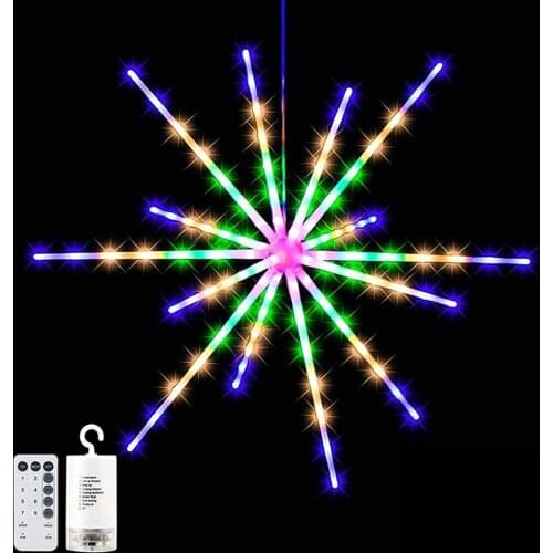 LED Christmas Firework String Lights Explosion Star Copper Fairy Light Decoration Lamp Outdoor Night Light Strobe Remote Control