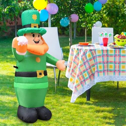 Luminous Inflatable Model Doll Saint Patricks Day Garden Decoration Blow Up Leprechaun Irish Oktoberfest Clover Inflatable Doll