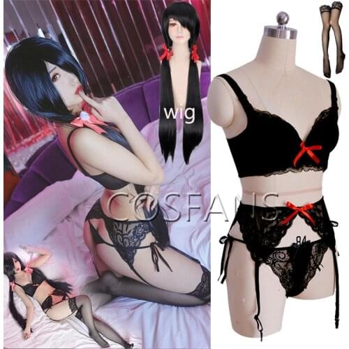 DATE A LIVE Nightmare Tokisaki Kurumi Sexy Lace Underwear Bra Set Underpants Outfit Anime Cosplay Costumes Halloween And wig