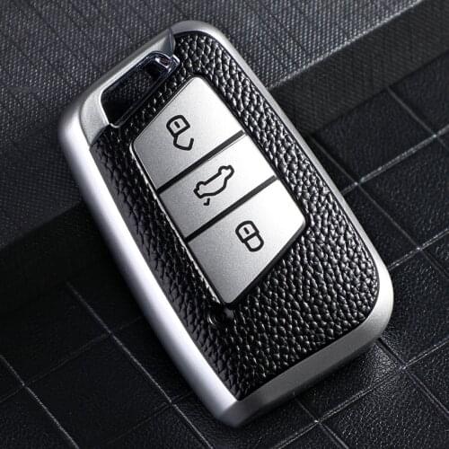 TPU Leather Car Key Cover For VW Volkswagen Magotan Passat B8 Skoda Superb Kodiaq A7 Smart Keychain Remote Fob Protector Case