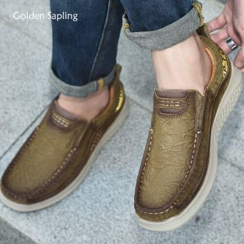 Golden Sapling Formal Loafers Men Fashion Casual Shoes Genuine Leather Driving Flats Vintage Platform Classic Handmade Mens Shoe