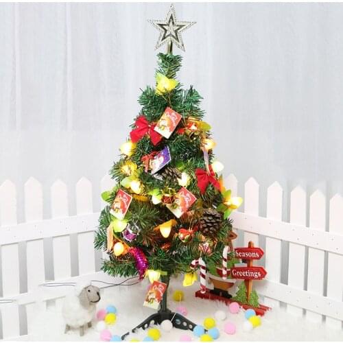 1 Set 60cm Mini Christmas Tree Artificial Small Christmas Tree LED Fruit Lights New Year Christmas Decorations Set for Home