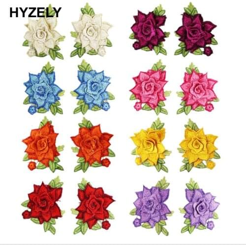 1Pair Flower Embroidery Organza Lace Applique Patches Floral Sew On Patch Costume For Clothes Bag Shoes Dress Diy Decoration