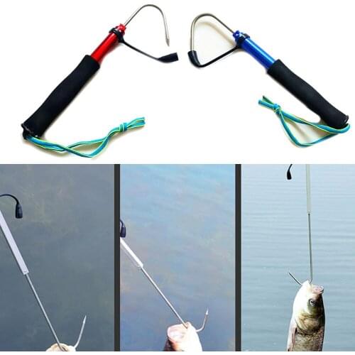 1Pcs Telescopic Fishing Gaff 60cm 90cm 120cm Stainless Steel Aluminum Spear Hook Tack Sea Fishing Hook Portable Fishing Tool