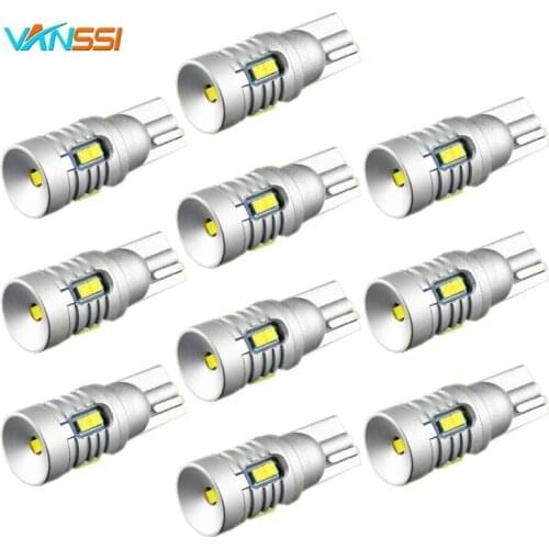 10Pcs Super Bright 1000lm 6000k White T10 W5W 194 LED LED Bulbs High Power CSP Chipsets For Parking Trunk License Plate Light