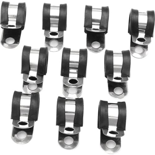 10x Insulated EPDM Rubber Lined 1/2" Dia P Clips Hose Pipe Cable Wiring Line Wire Clamp P Type Marine Grade 13x36mm