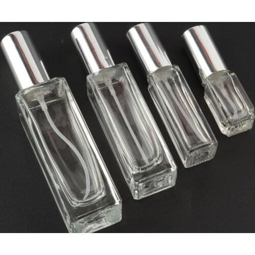 10 x 3ml 10ml 20ml 30ml Transparent Glass Spray Bottle Sample Glass Vials Portable Mini Perfume Atomizer Gold Silver black Cap