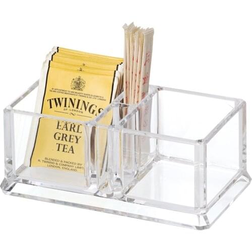 2 Lattices Clear Acrylic Tea Bags Holder Coffee Sugar Bag Boxes Acrylic Storage Organizer Case YAC002