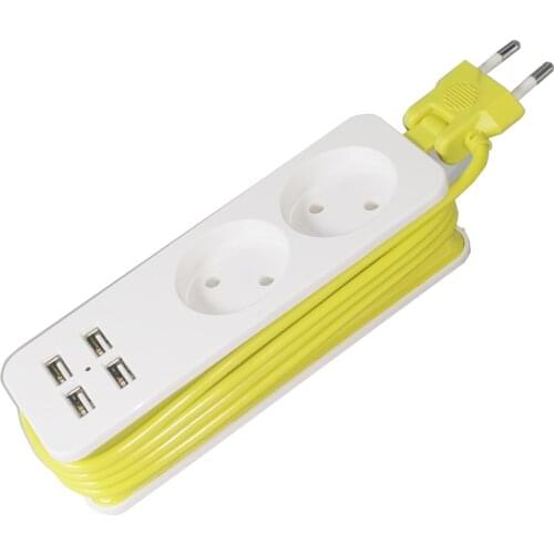 2-in-1 EU USB charger USB Socket Power Strip Electric Socket Surge Protector Extension Sockets USB Mobile Phone Wall charger