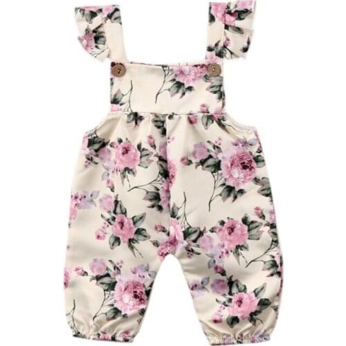 2019 Baby Casual Outfit 0-2T New Summer Baby Girls Floral Rompers Infant Girl Sleeveless Suspenders Pants Jumpsuit