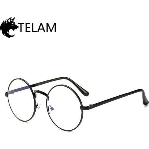 2019 Vintage Women Round Metal Clear Lens Glasses Frame Trendy Unisex Nerd Anti-radiation Computer Spectacles Men Eyeglass Frame