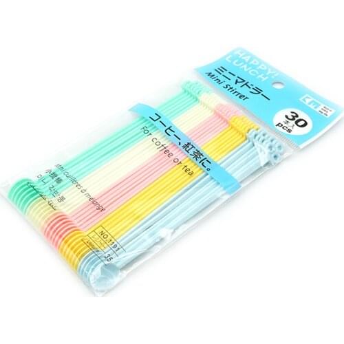 30Pcs Candy Color Plastic Spoon Long Handle Coffee Tea Ice Cream Milk Sauce Glue Stirring Tableware Home DIY Household Accessory