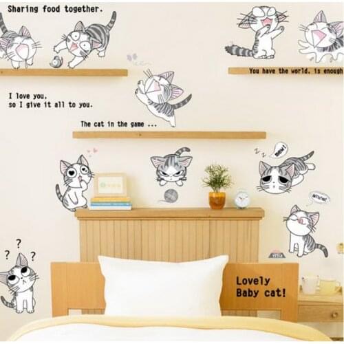 321134/Removable wall stickers cheese cat dormitory decoration wall stickers bedroom children room cartoons stickers