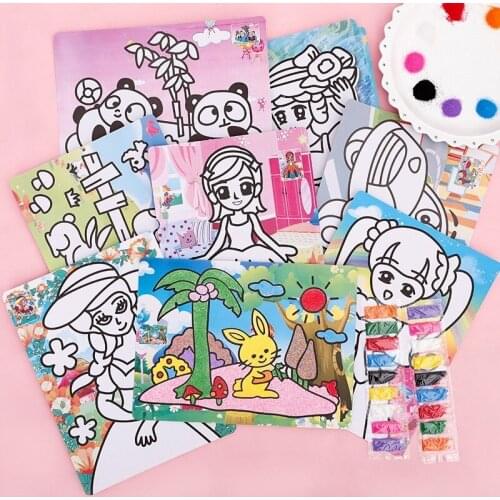 5Pcs/set Large Children Kids Drawing Toys Sand Painting Pictures Kid DIY Crafts Education Toy for Boys and Girls