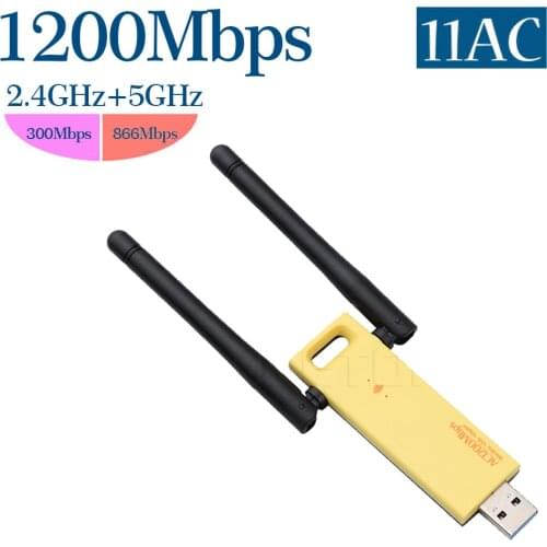 Kebidu Wireless Wifi Adapter Dual Band 5Ghz 2.4Ghz 1200mbps Adapter 802.11ac RTL8812 Chipset Aerial Dongle Mini USB Network Card
