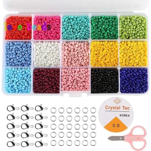 15 Colors Jewelry Finding Beads Set Loose Spacer Mini Glass Seed Beads for DIY Jewelry Making Bracelet Necklace Accessories