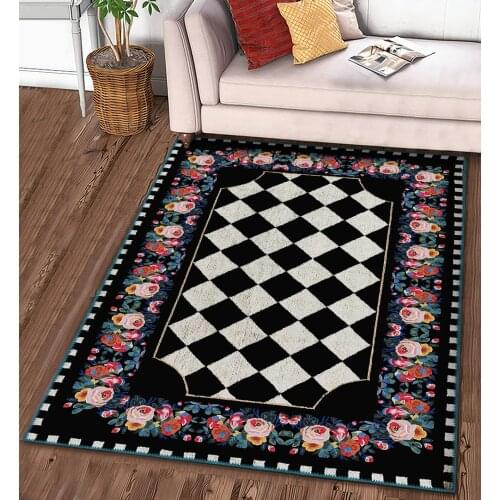 Siyah Dokuma Halı Orjinal Çiçek Desenli şönil halı oturma odası yatak odası mutfak kaymaz anti alerjik ücretsiz kargo halı kilim