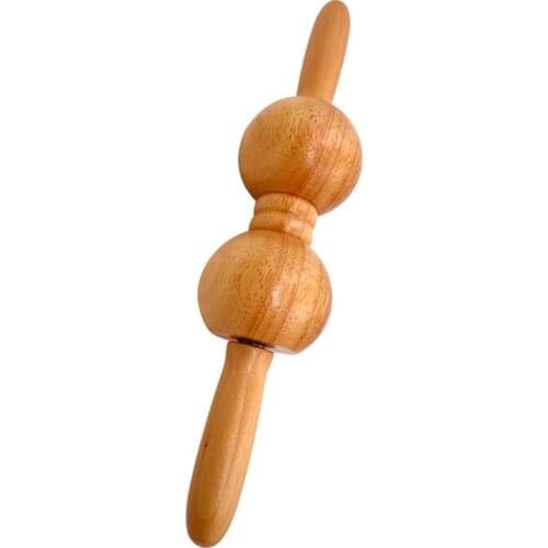 Wooden roller massager Solid wood back leg massage massage hammer double massage ball rolling spine
