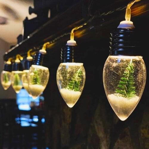 6 LEDS Crystal Balls Christmas Tree Snowflake Bulb Lights String Fairy Lights Garlands Garden Decor Battery Operated For Home