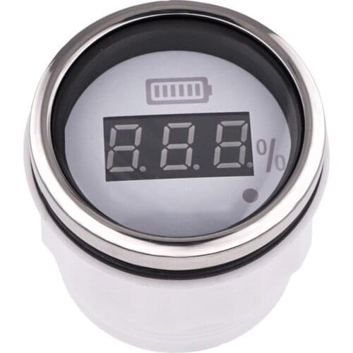 Boat Battery Charge Level Indicator Waterproof Battery Capacity Meter LED Display 0~100% With Alarm Red Backlight For Car Marine