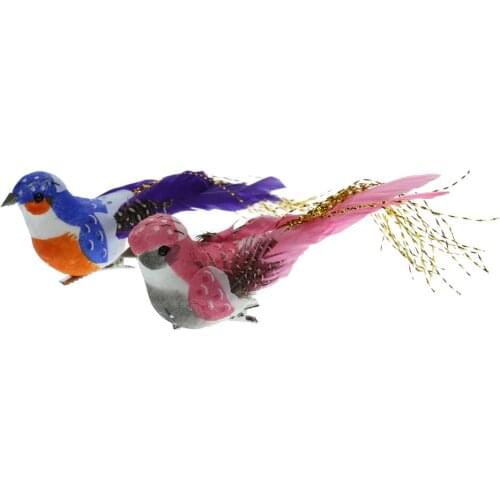 2pc Artificial 3D Feather Bird DIY Party Crafts Ornament Props Home Decor